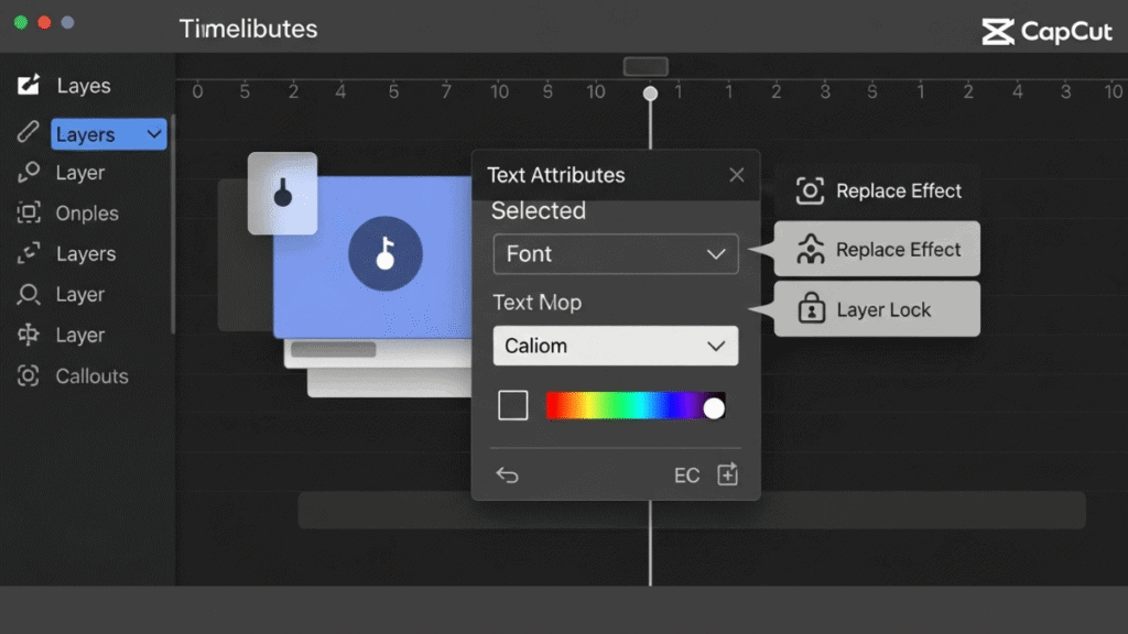 User editing a CapCut video template on a smartphone or desktop with timeline, effects, and text overlays visible.