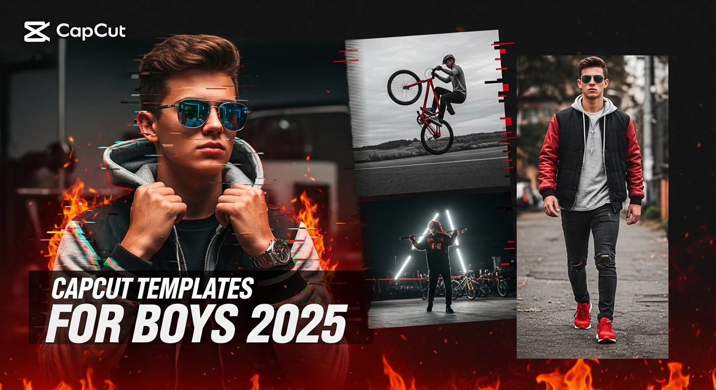 CapCut templates for boys showing gym, attitude, and gangster style edits