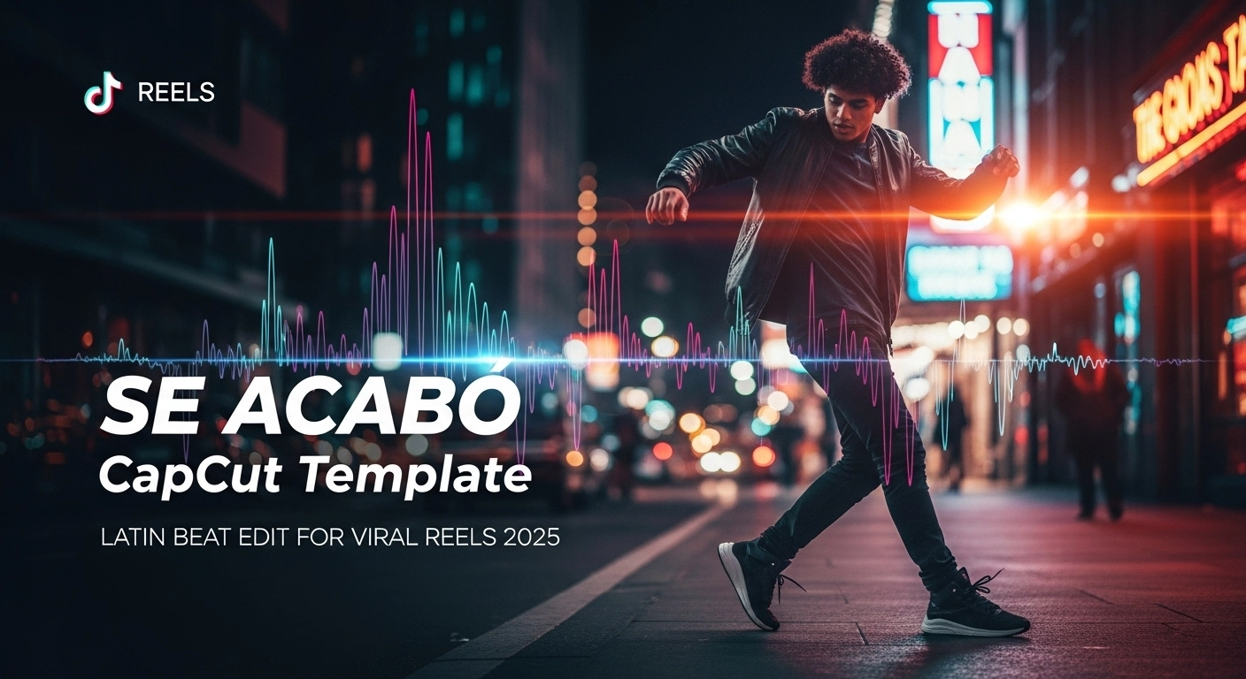 Confident young creator in motion with neon Latin background, representing the Se Acabó CapCut Template – a viral Latin beat edit for TikTok and Instagram Reels in 2025.